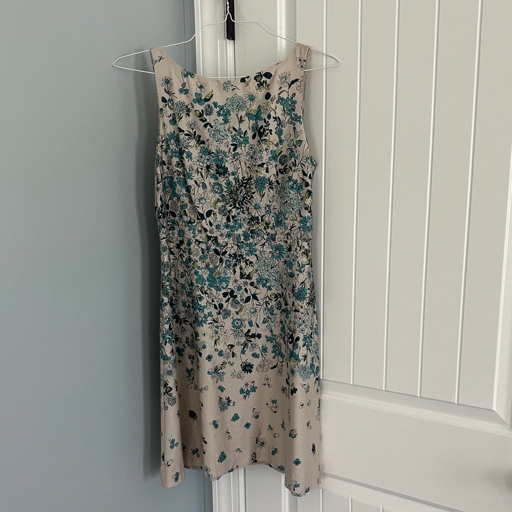 LOFT Beige Midi Dress with floral print